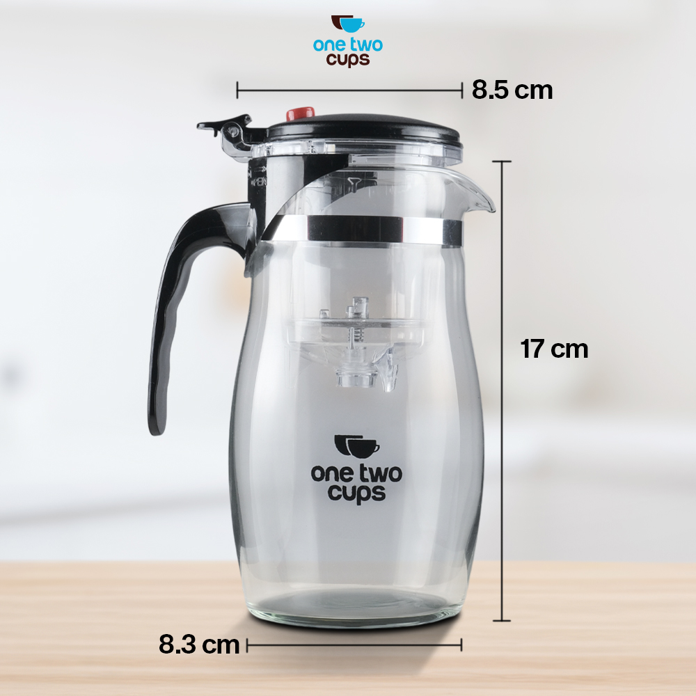 Gambar produk One Two Cups Teko Teh Kaca Saringan Tahan Panas Infuser Teapot 874ml - TP-757