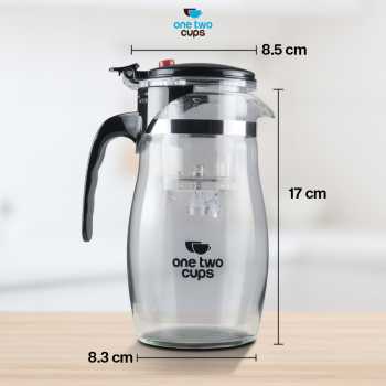 Gambar produk One Two Cups Teko Teh Kaca Saringan Tahan Panas Infuser Teapot 874ml - TP-757
