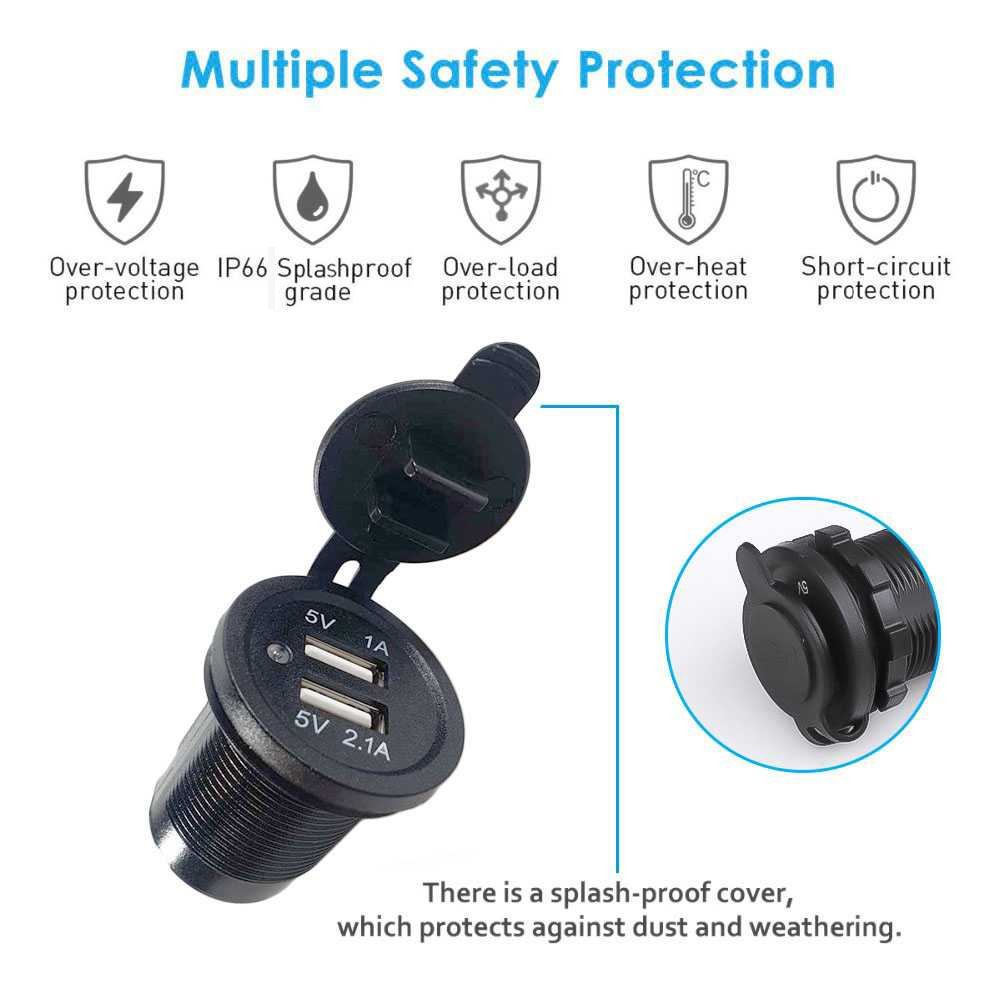 Gambar produk Vehicle USB Charger Smartphone Dual Port Splashproof 5V - 42557
