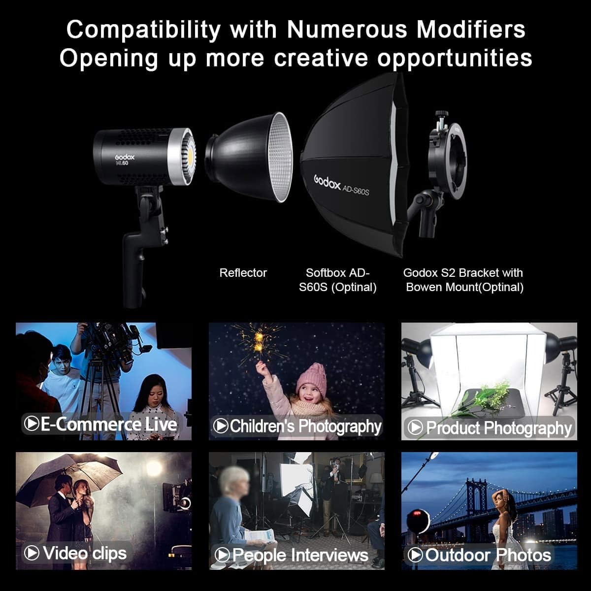 Gambar produk Godox Lampu Studio LED Fill Light Handheld Portable 8 Mode 5600K 60W - ML60