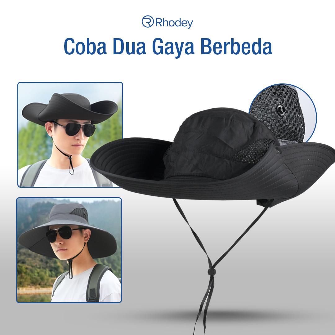 Rhodey Topi Rimba Outdoor Anti UV Boonie Hat Polyester - B60 Gambar produk Rhodey Topi Rimba Outdoor Anti UV Boonie Hat Polyester - B60