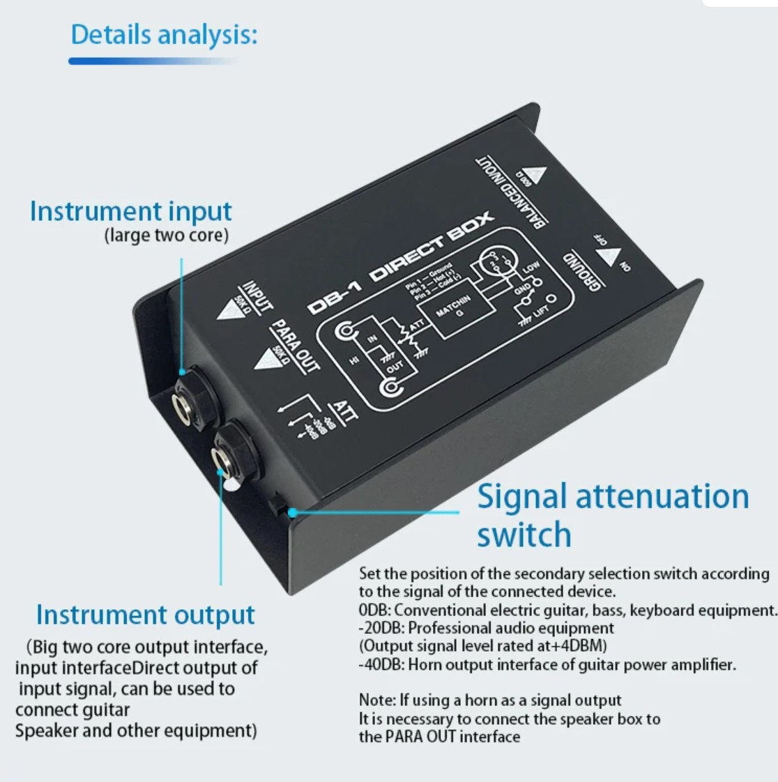 YOUHA Passive Direct Box Single Channel Injection Audio Box XLR TRS - DIBOX001 Gambar produk YOUHA Passive Direct Box Single Channel Injection Audio Box XLR TRS - DIBOX001