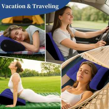 BITEFU Bantal Angin Segitiga PVC Triangle Inflatable Pillow 45cm - A001 Gambar produk BITEFU Bantal Angin Segitiga PVC Triangle Inflatable Pillow 45cm - A001