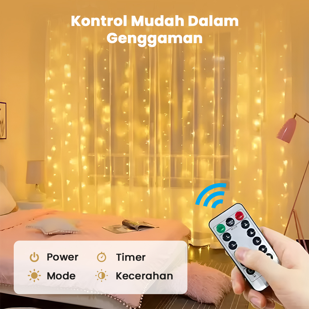 Gambar produk ANBLUB Lampu Hias Gorden String Lights USB 300 LED 3x3M with Remote - ANB300