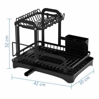 Gambar produk Elemore Rak Piring Dapur Wastafel Carbon Steel Drying Storage Rack - E42
