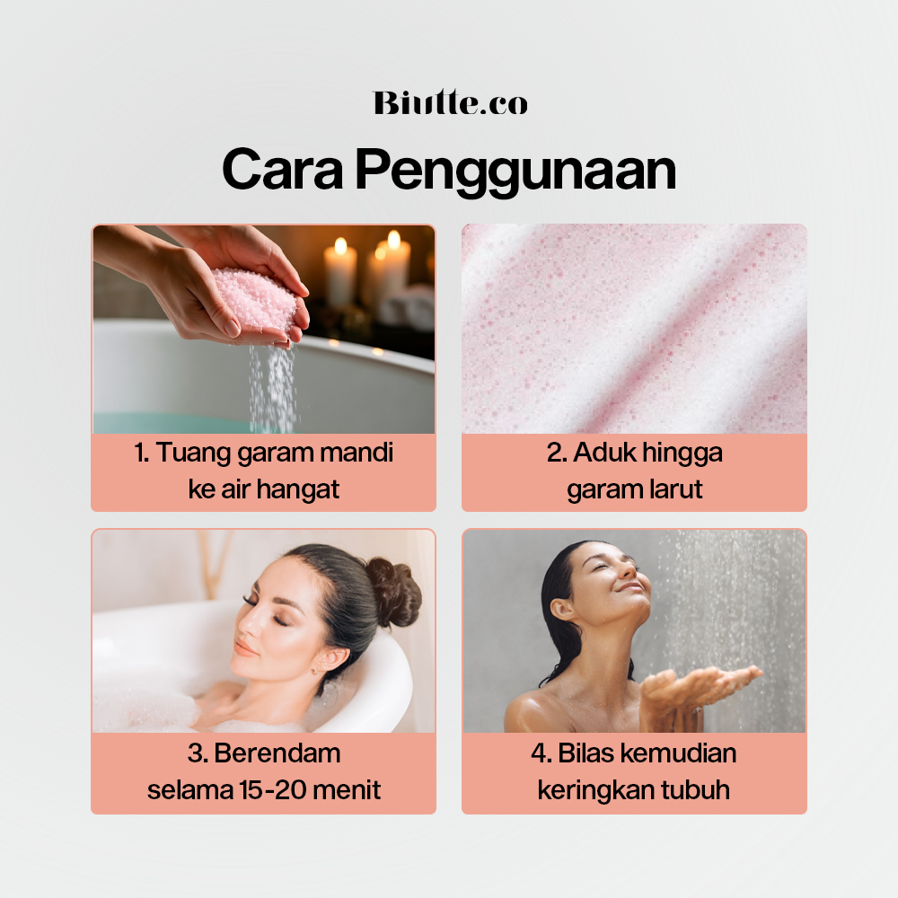 Gambar produk Biutte.co Garam Mandi Spa Aromaterapi Bath Salt 110g Rose - HK110