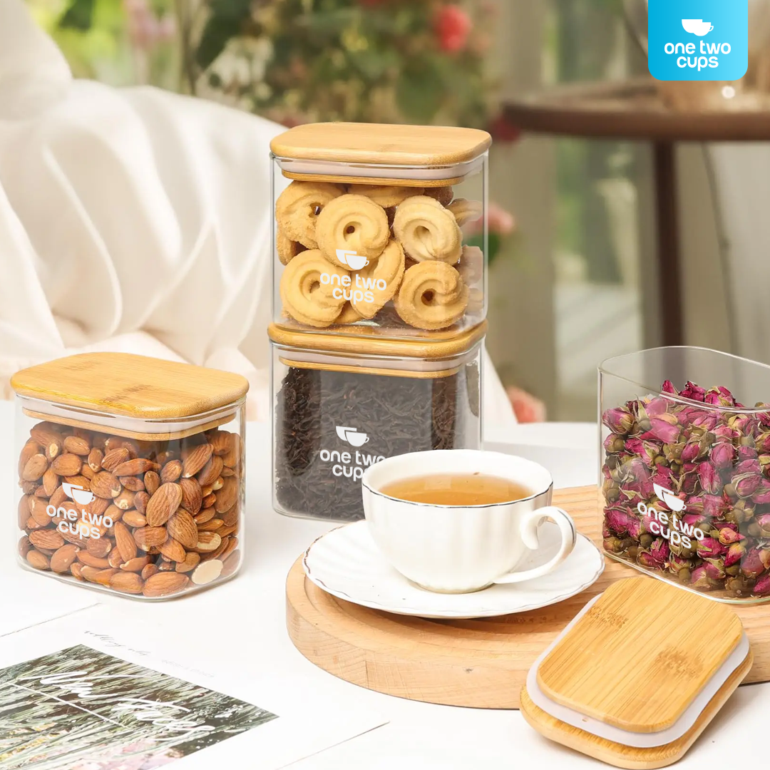 Gambar produk One Two Cups Toples Kaca Penyimpanan Makanan Kedap Udara Storage Jar 230ml - HC1019