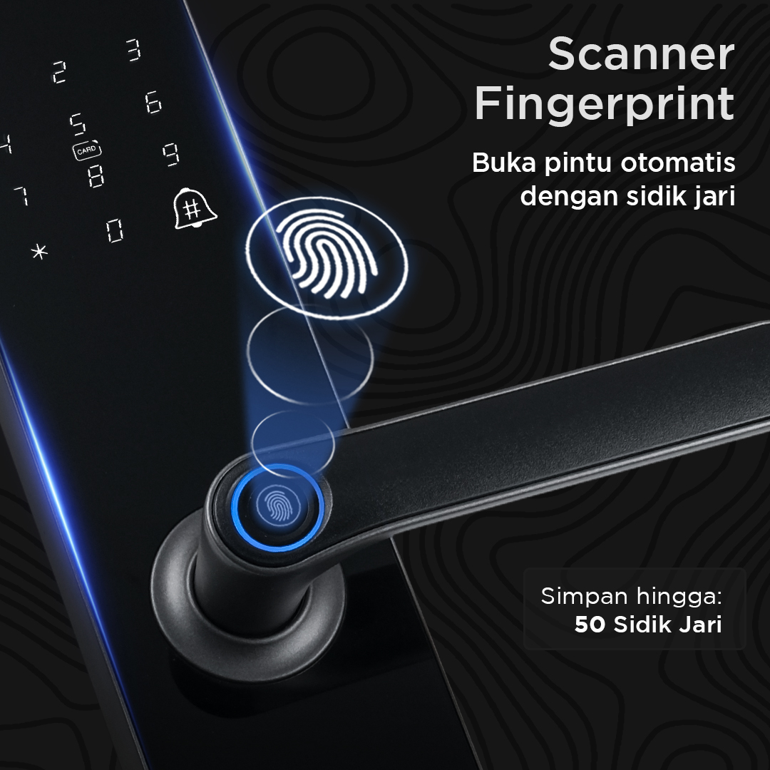 MAISUSTY Smart Door Lock Fingerprint Password Card RFID Alarm - G1F-N9 Gambar produk MAISUSTY Smart Door Lock Fingerprint Password Card RFID Alarm - G1F-N9