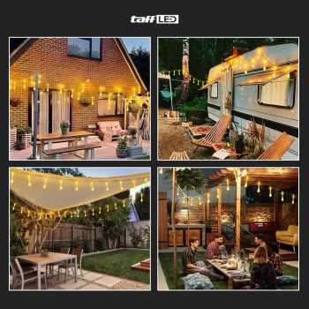 TaffLED Lampu Hias String Lights Raindrop Solar 30LED 6.5M Warm White - SP030 Gambar produk TaffLED Lampu Hias String Lights Raindrop Solar 30LED 6.5M Warm White - SP030