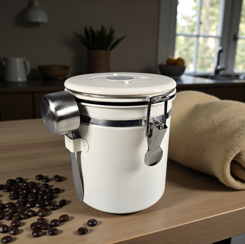 Gambar produk One Two Cups Toples Stainless Biji Kopi Rekam Tanggal Storage Jar 1.5L - MSS19