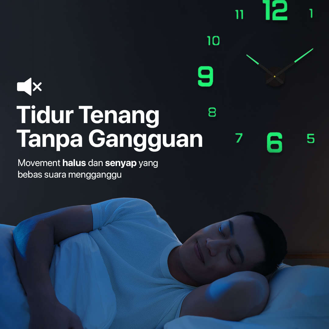 TaffHOME Jam Dinding Besar DIY Glow in The Dark 90-100cm - JM-03 Gambar produk TaffHOME Jam Dinding Besar DIY Glow in The Dark 90-100cm - JM-03