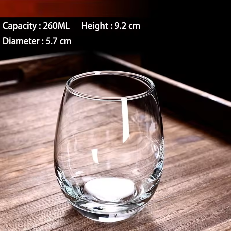 Gambar produk Senno Gelas Kaca Bentuk Oval Glass Water Tea Coffee Drinking Kitchen 260ml - SN503