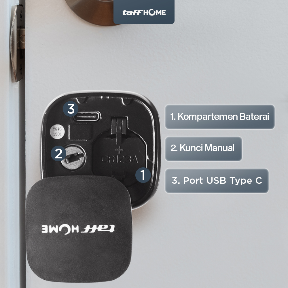 Gambar produk TaffHOME Smart Door Lock Fingerprint Bluetooth Card Alarm Tuya Smart - S1-B60
