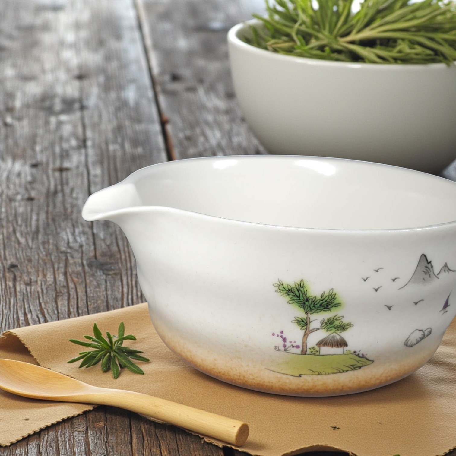 Gambar produk BeauOCS Matcha Set Chawan Chasen Stand Chashaku Ceramic 500ml 4 PCS - BS13