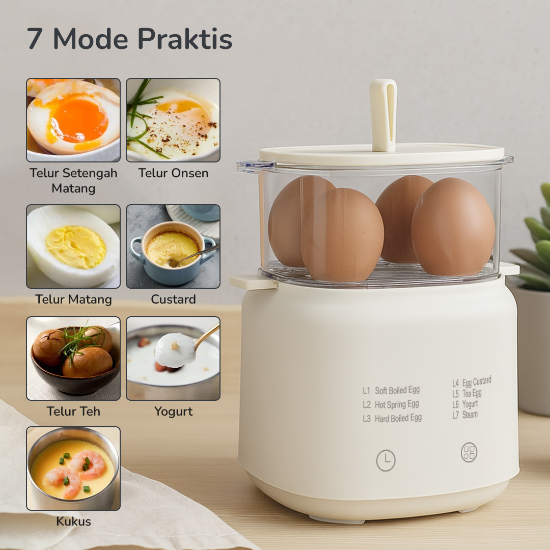 Gambar produk ONE MORE Alat Rebus Telur Elektrik 9 Slot Egg Steamer 220V - LG-803
