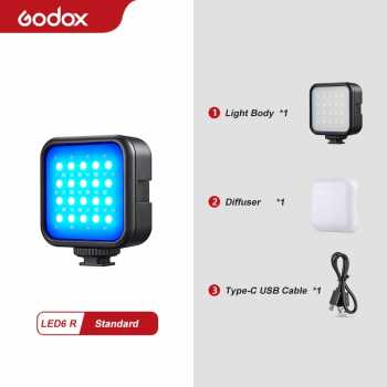 Gambar produk Godox Lampu Fill Light LED Magnetic RGBW 3200-6500K 1800mAh 6W - LED6R