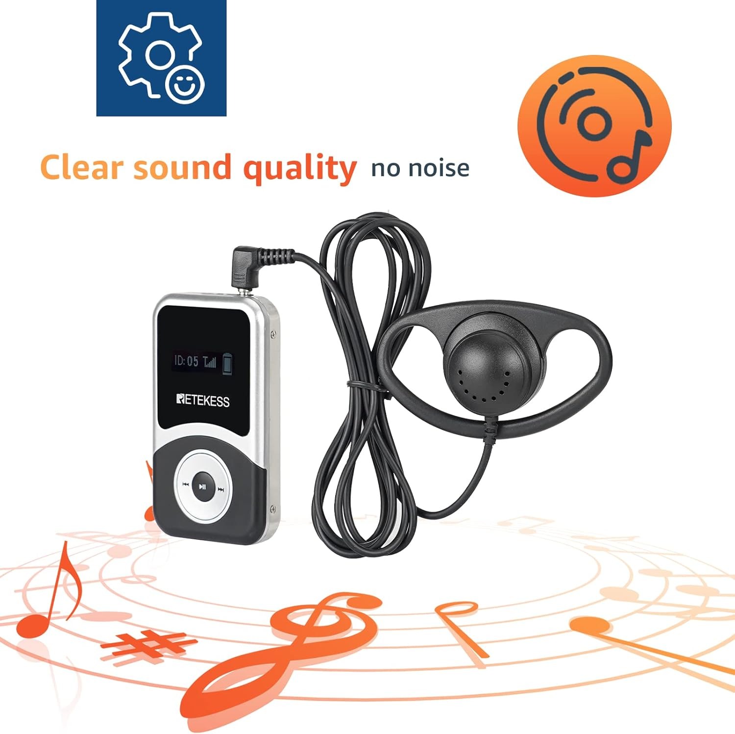 RETEKESS Audio Tour Guide Wireless Receiver 900mAh with Earphone - T131S Gambar produk RETEKESS Audio Tour Guide Wireless Receiver 900mAh with Earphone - T131S