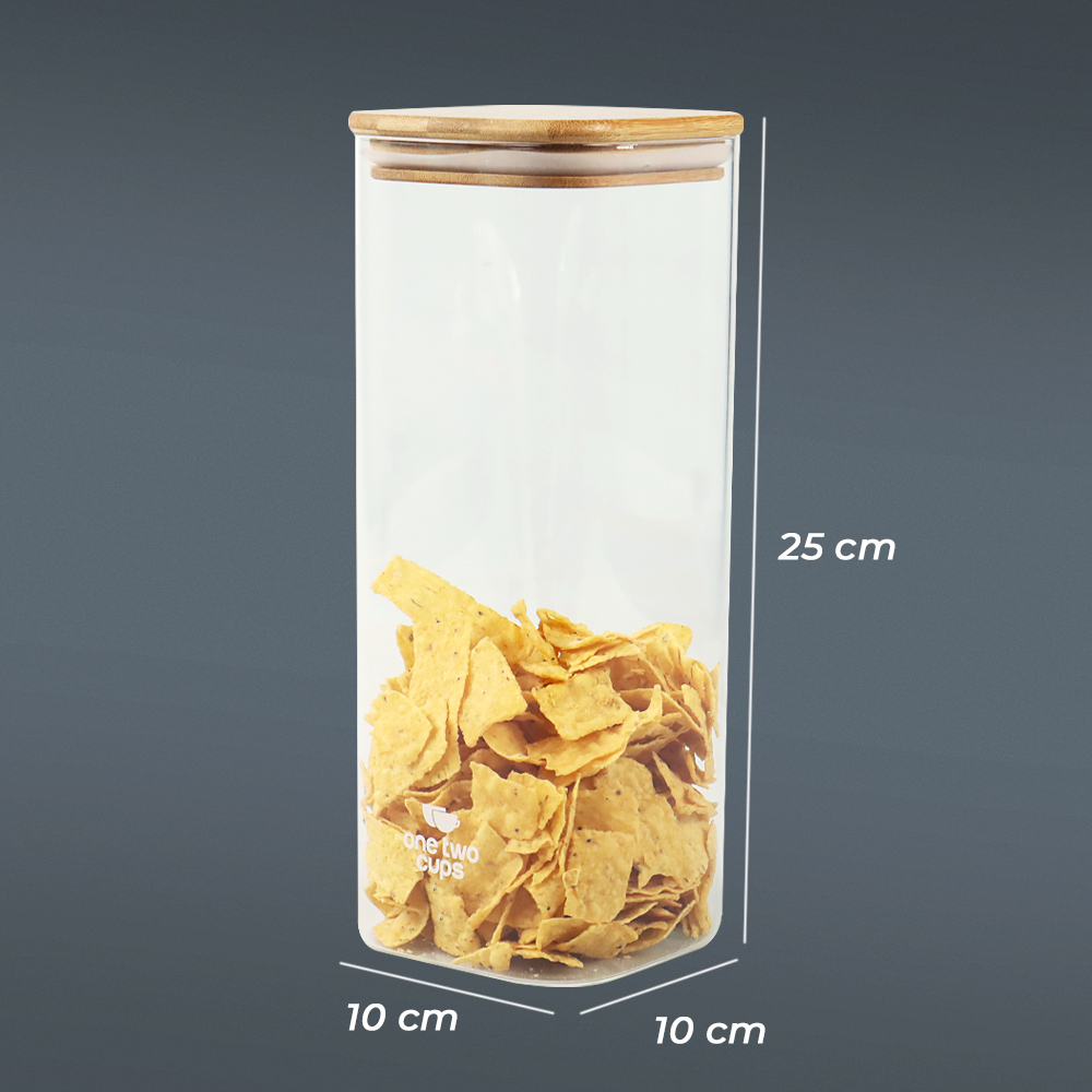 One Two Cups Toples Kaca Penyimpanan Makanan Kedap Udara Storage Jar 2L - HC1019 Gambar produk One Two Cups Toples Kaca Penyimpanan Makanan Kedap Udara Storage Jar 2L - HC1019