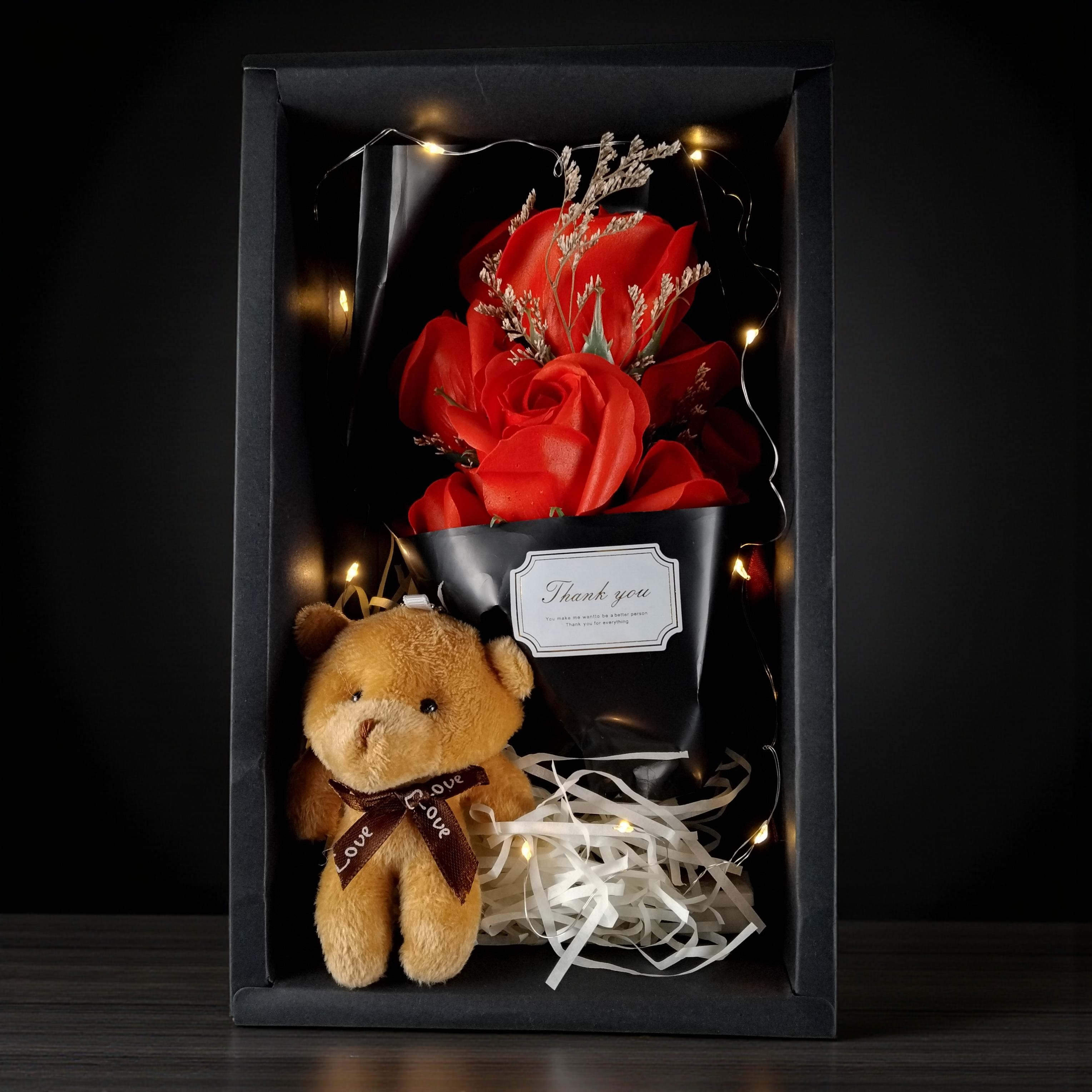 Gambar produk WS Buket Bunga Sabun Mawar Boneka LED String Soap Rose Valentine Gift - WS-07