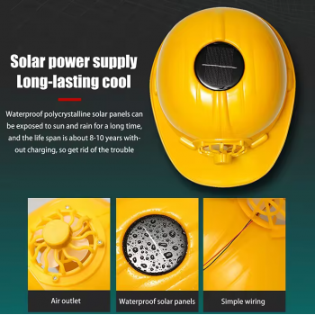 SDJZT Helm Proyek Konstruksi K3 Kipas Tenaga Surya Safety PE Material - LM02 Gambar produk SDJZT Helm Proyek Konstruksi K3 Kipas Tenaga Surya Safety PE Material - LM02