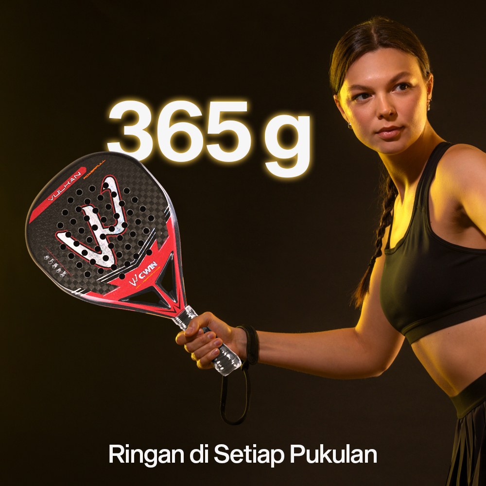 Gambar produk CWIN VULKAN Raket Padel Teardrop 12K Carbon Fiber 3.8cm Thickness 365g - 5025