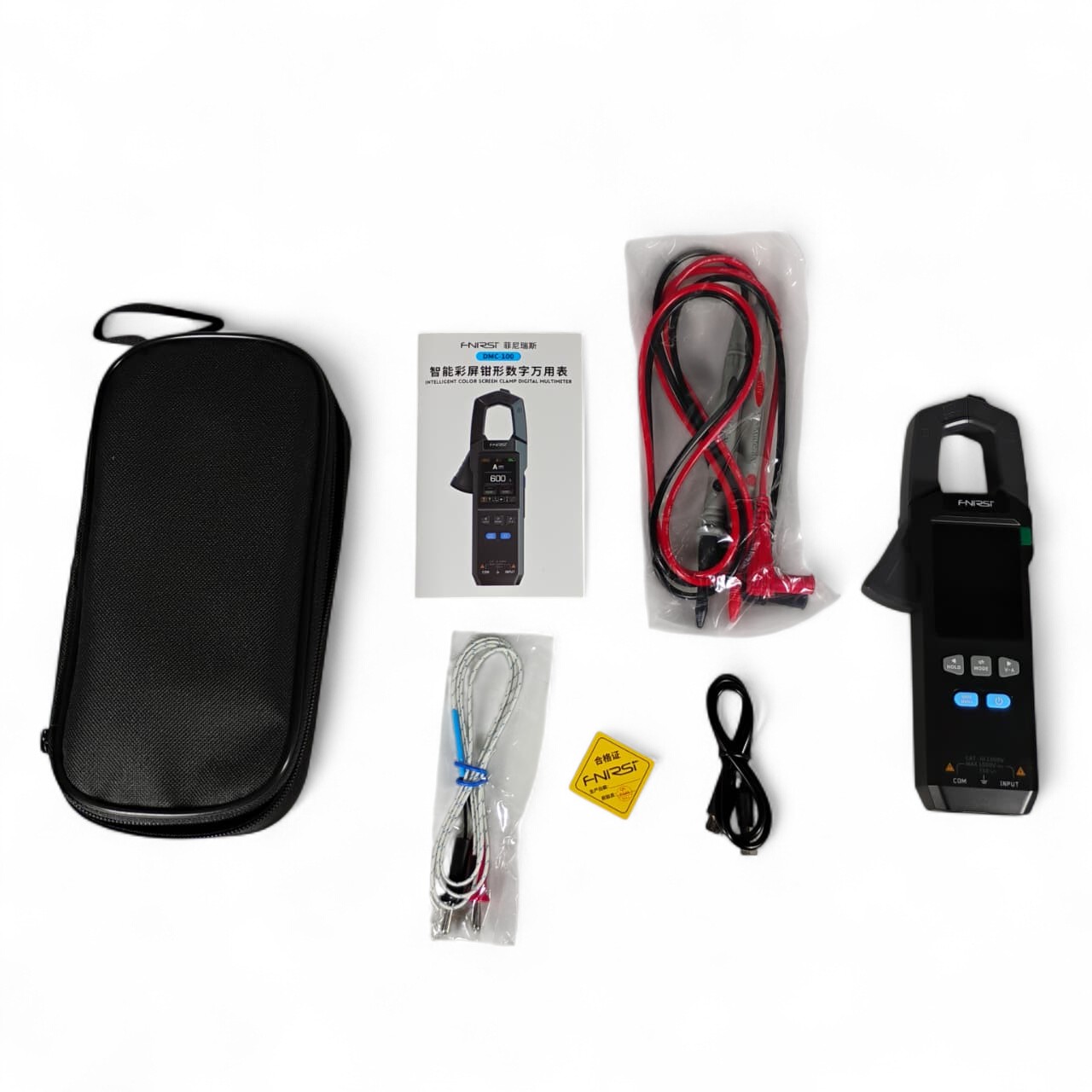 Gambar produk FNIRSI Digital Multimeter Tang Ampere Voltage NCV Tester Clamp 600A - DMC-100
