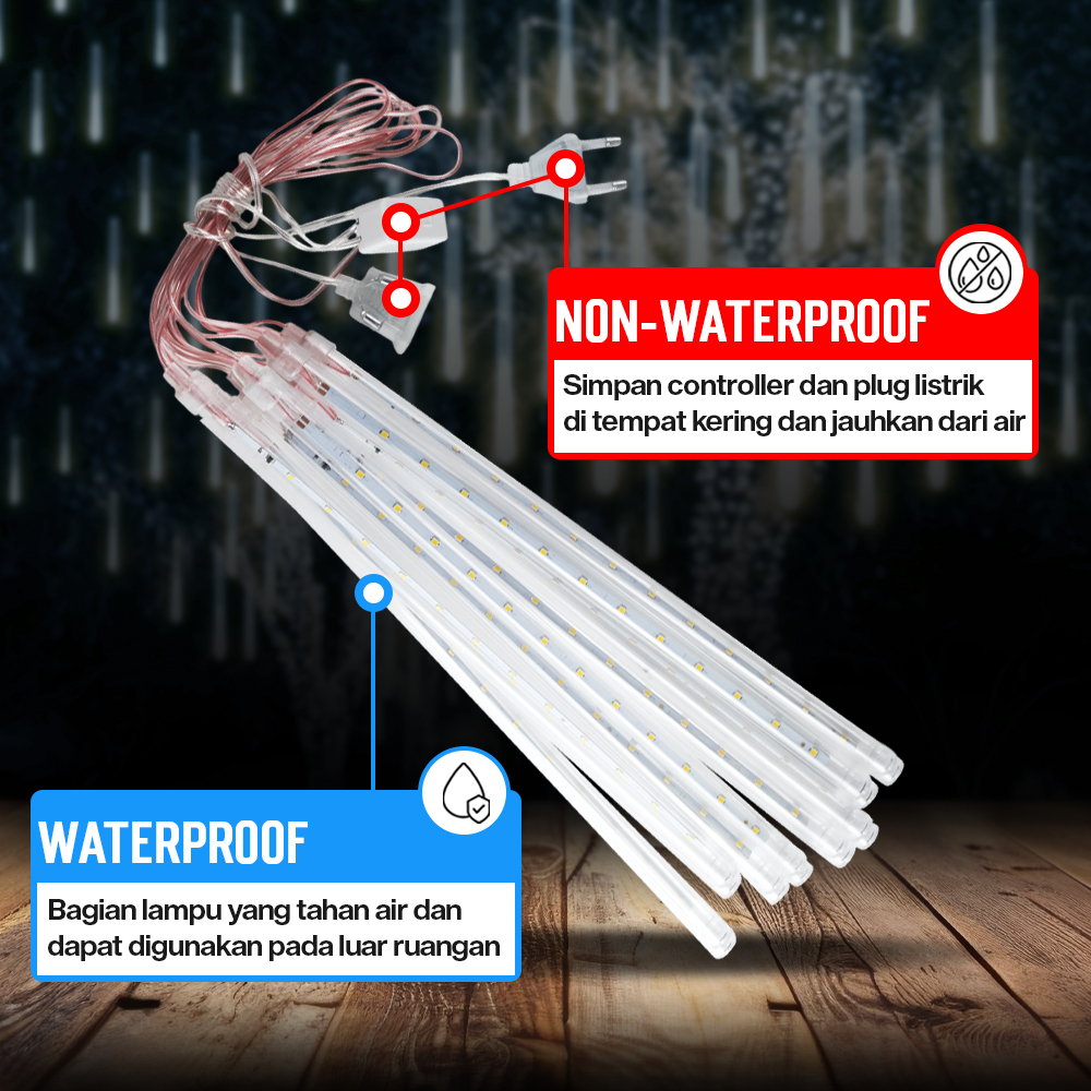 Gambar produk SMD Lampu Hias Gantung String Lights Meteor Rain Cool White 30cm 8 PCS