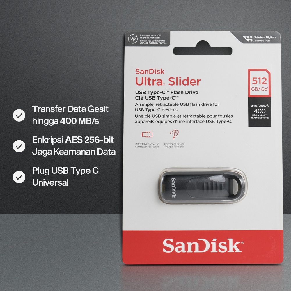 Gambar produk SanDisk Ultra Slider Flashdisk USB Type C 512GB - SDCZ480