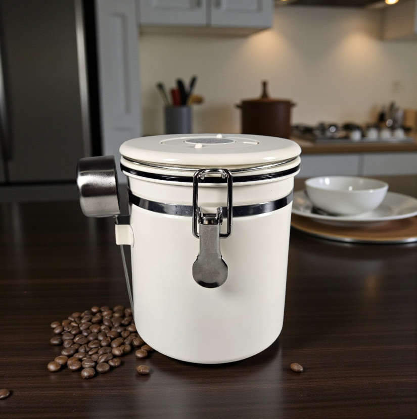 Gambar produk One Two Cups Toples Stainless Biji Kopi Rekam Tanggal Storage Jar 1.5L - MSS19