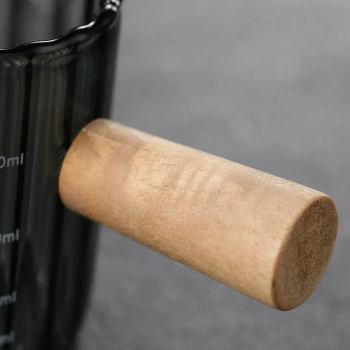 KEMORELA Gelas Takar Kopi Measuring Wooden Handle Double Spout 120ml - KS12 Gambar produk KEMORELA Gelas Takar Kopi Measuring Wooden Handle Double Spout 120ml - KS12