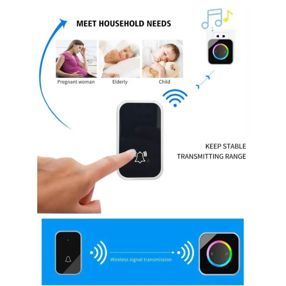 Zheyi Bel Pintu Wireless Door Bell Waterproof RGB EU Plug 59 Chimes - D88 Gambar produk Zheyi Bel Pintu Wireless Door Bell Waterproof RGB EU Plug 59 Chimes - D88