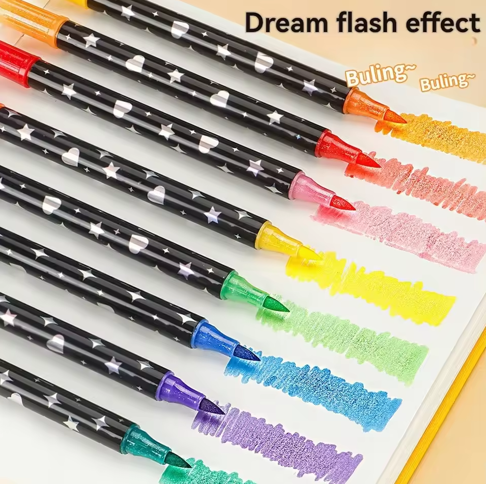 Gambar produk Kolorowy Spidol Warna Glitter Dual Tip Watercolor Set 24 Colors 12 PCS - 88635