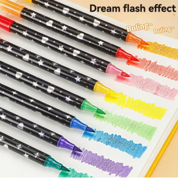 Gambar produk Kolorowy Spidol Warna Glitter Dual Tip Watercolor Set 24 Colors 12 PCS - 88635