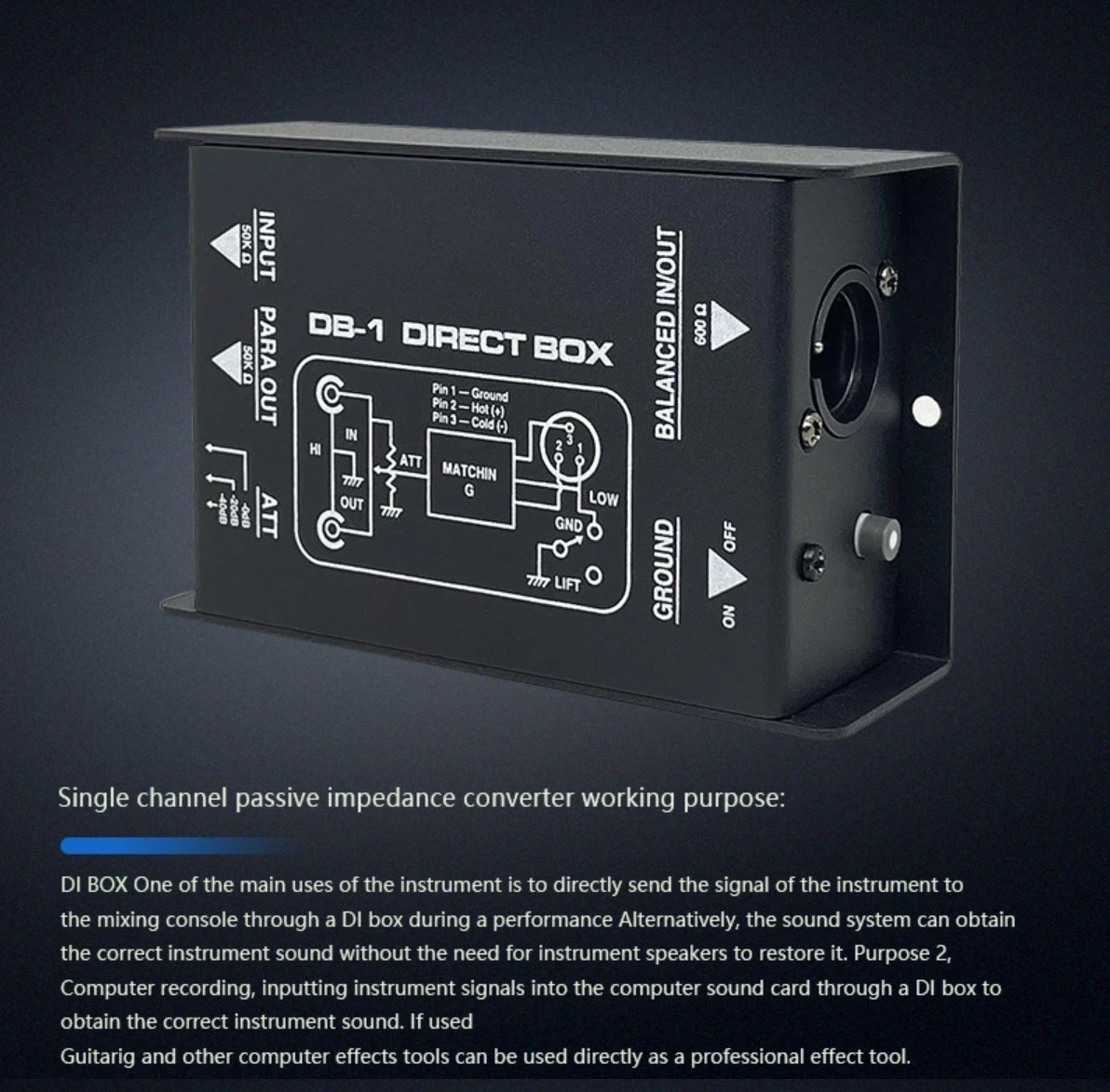 YOUHA Passive Direct Box Single Channel Injection Audio Box XLR TRS - DIBOX001 Gambar produk YOUHA Passive Direct Box Single Channel Injection Audio Box XLR TRS - DIBOX001