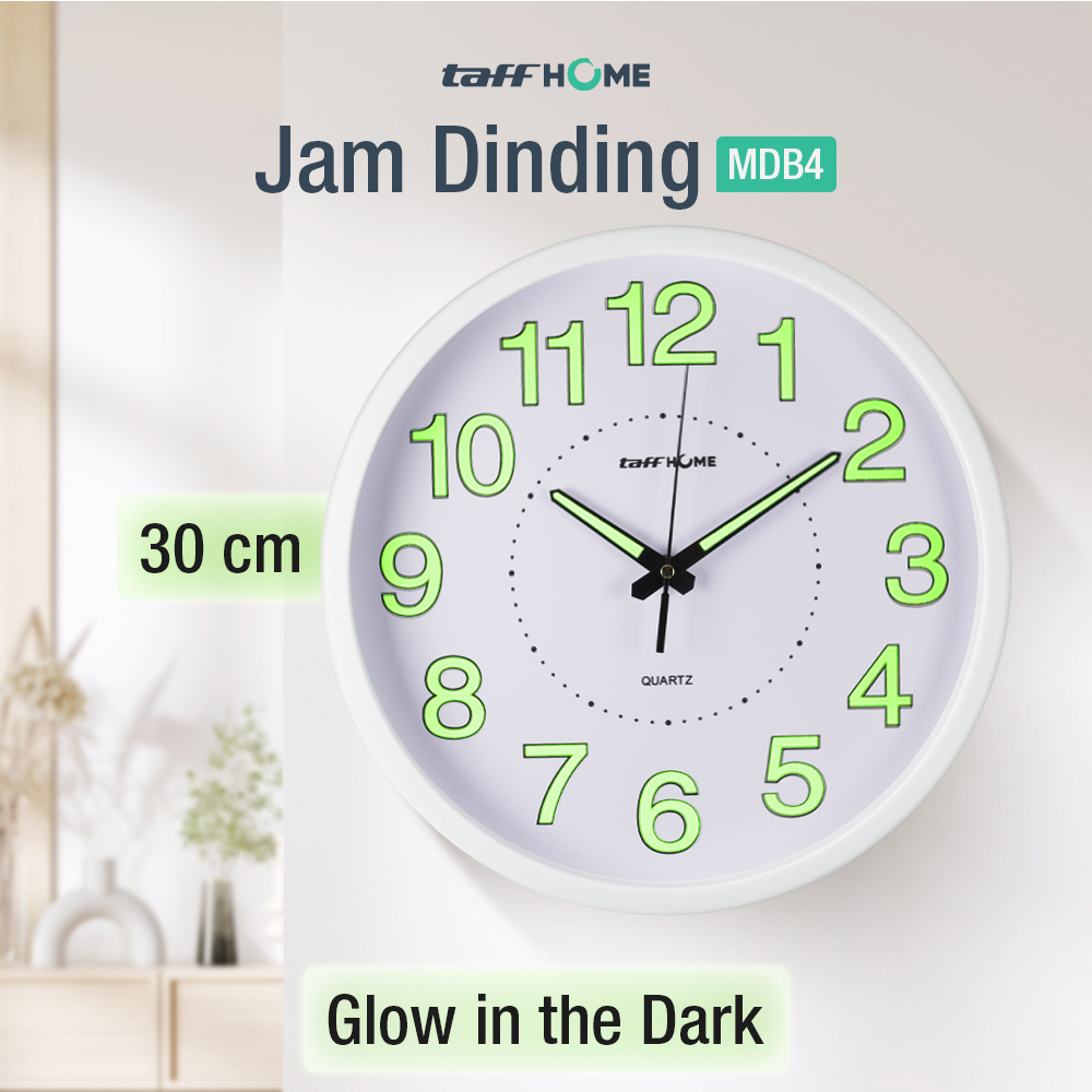 Gambar produk TaffHOME Jam Dinding Bulat Quartz Luminous Glow in The Dark 30cm MDB4