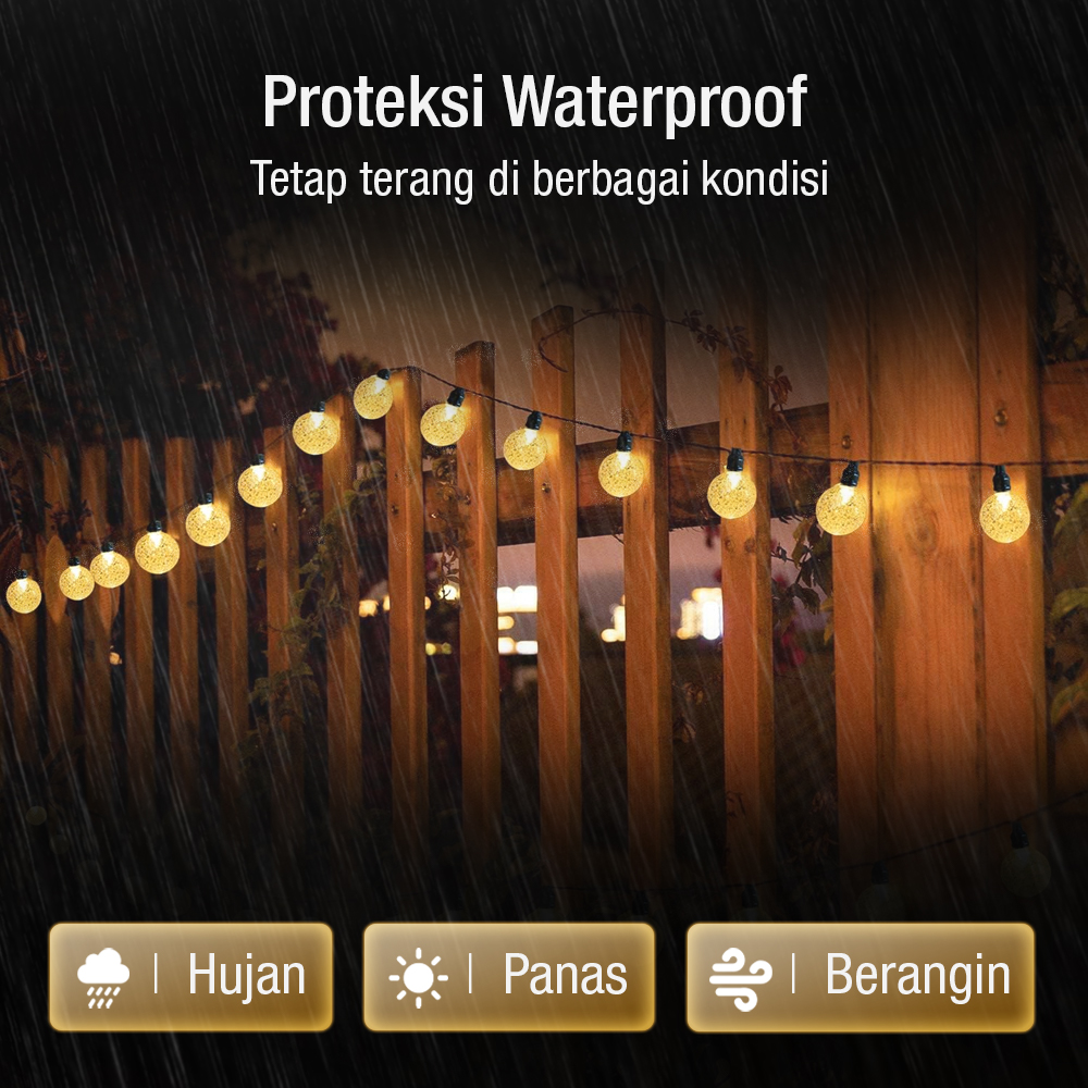 Gambar produk SHHE Lampu Hias String Lights Model Bohlam Waterproof 20 LED 5M - PD039