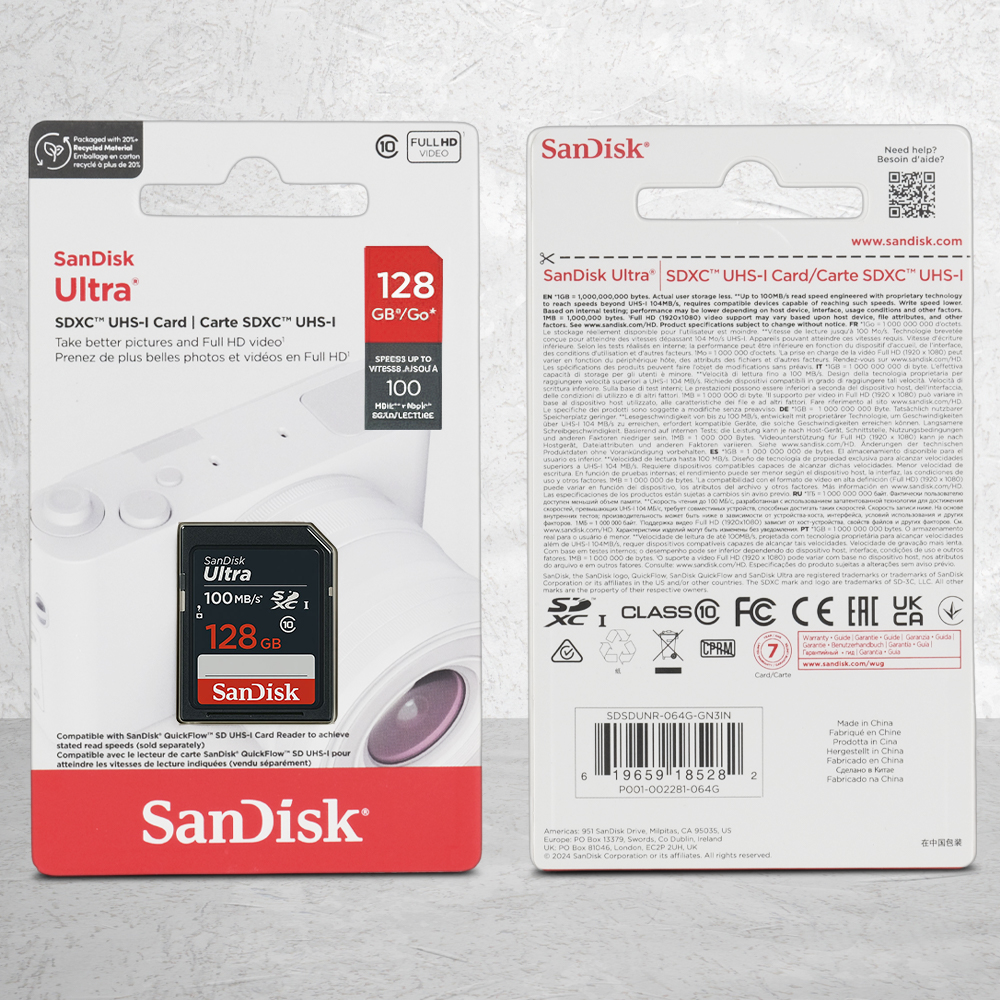 Gambar produk SanDisk Ultra SDHC/XC UHS-I Card Class 10 100MB/s 128GB - SDSDUNR-GN3IN