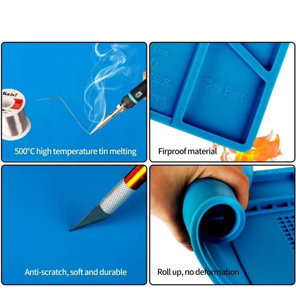 Gambar produk ESD Alas Solder Silikon Magnetic Soldering Mat Heat Resistant 46x30cm - E-607