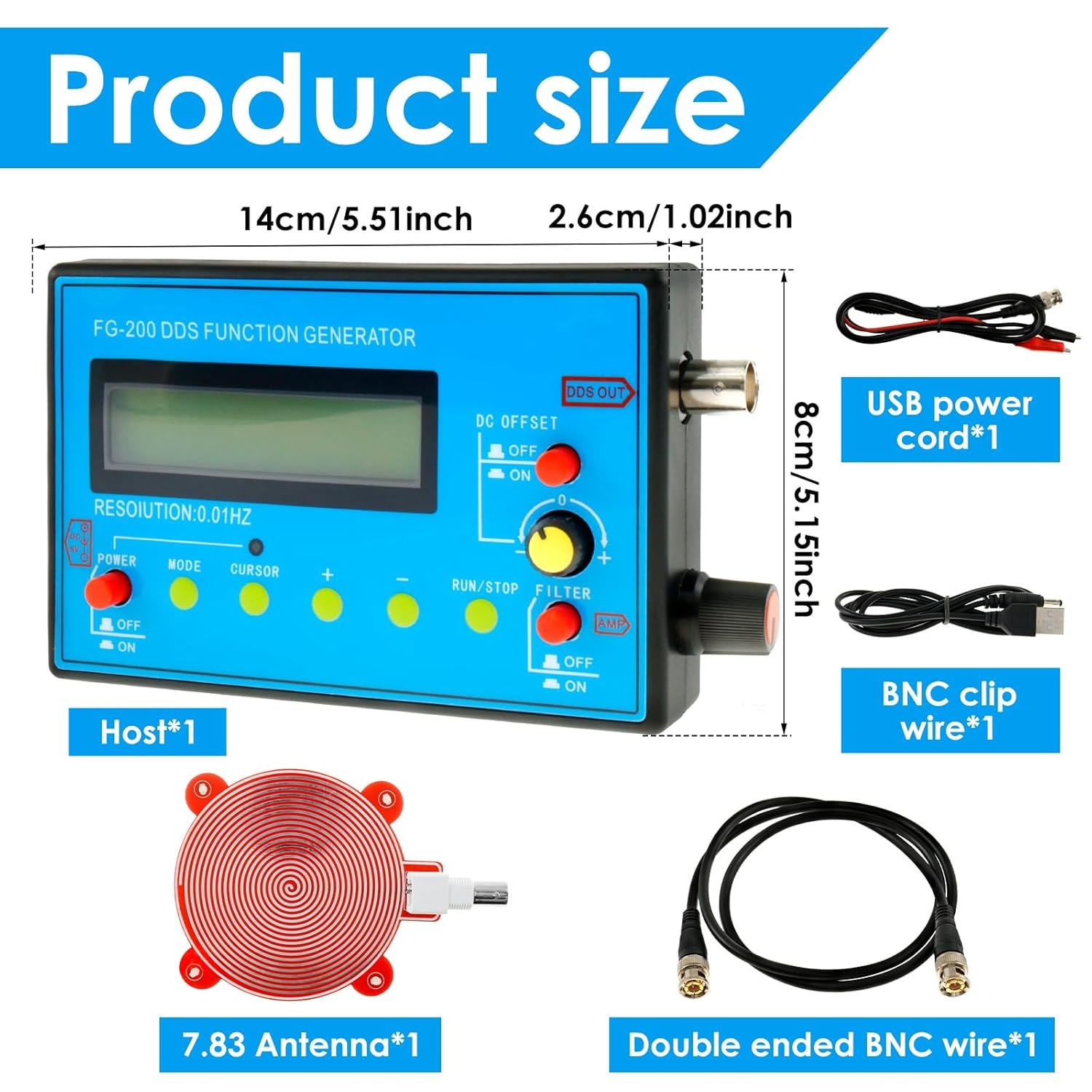 Gambar produk VOANZO Signal Generator 15 Waveforms 500kHz with Antenna Coil - FG-200