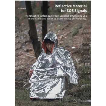 Gambar produk QILI Jas Hujan Sekali Pakai Poncho Emergency Thermal Heat Insulation - Q100