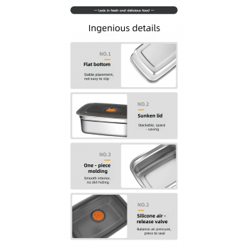 Gambar produk TaffHOME Kotak Makan Anti Tumpah Lunch Bento Box Stainless Steel 410 1200ml - KT274