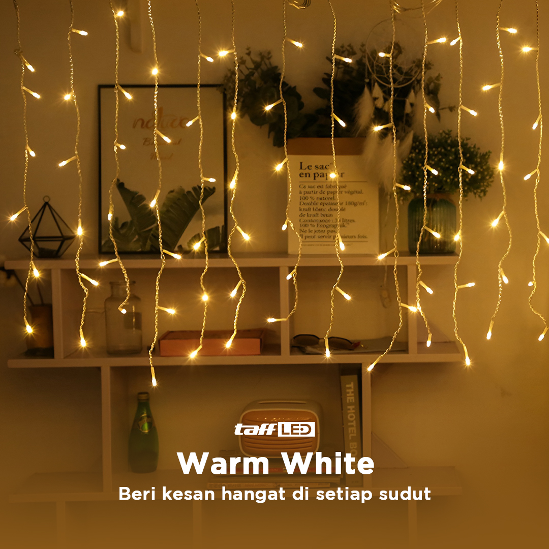 Gambar produk TaffLED Lampu Hias Gorden String Lights Icicle Fairy Waterproof 5M 96 LED - EK-04