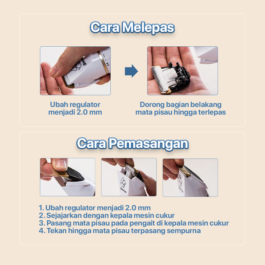 Mata Pisau Cukur Hewan Pet Clipper Stainless for Baorun P6 P7 S1 P9 - CP44 Gambar produk Mata Pisau Cukur Hewan Pet Clipper Stainless for Baorun P6 P7 S1 P9 - CP44