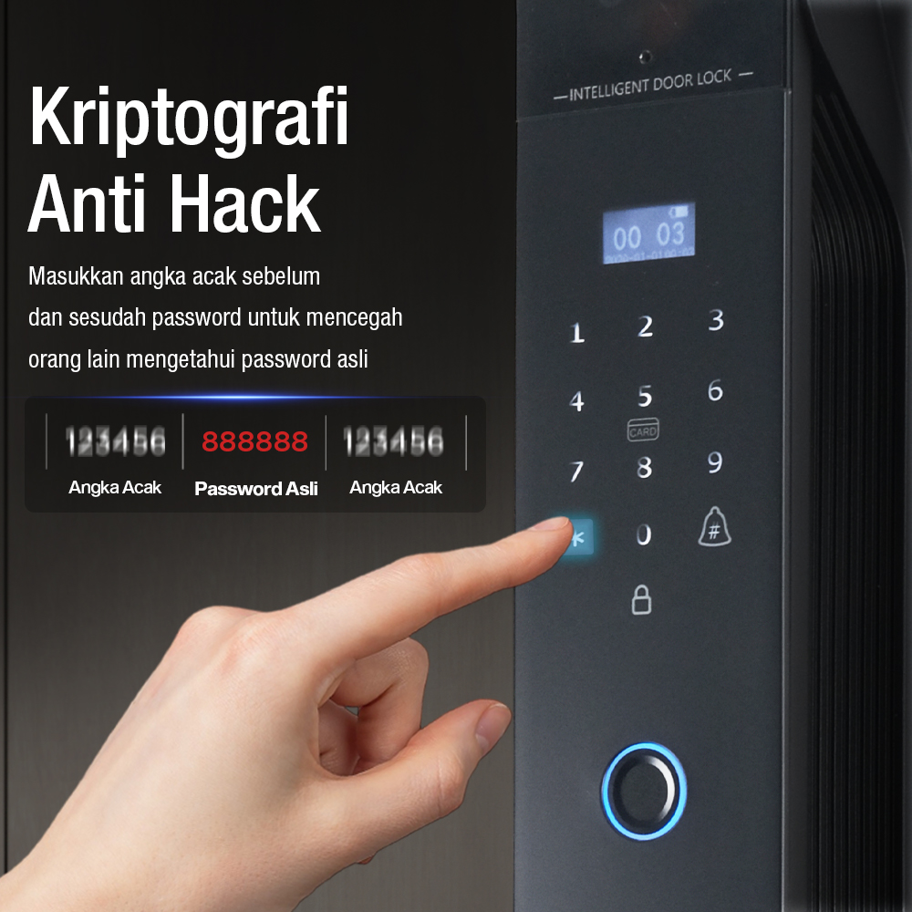 KAILILAI Smart Door Lock Fingerprint Face Recognition Password iCSee - B90 Gambar produk KAILILAI Smart Door Lock Fingerprint Face Recognition Password iCSee - B90