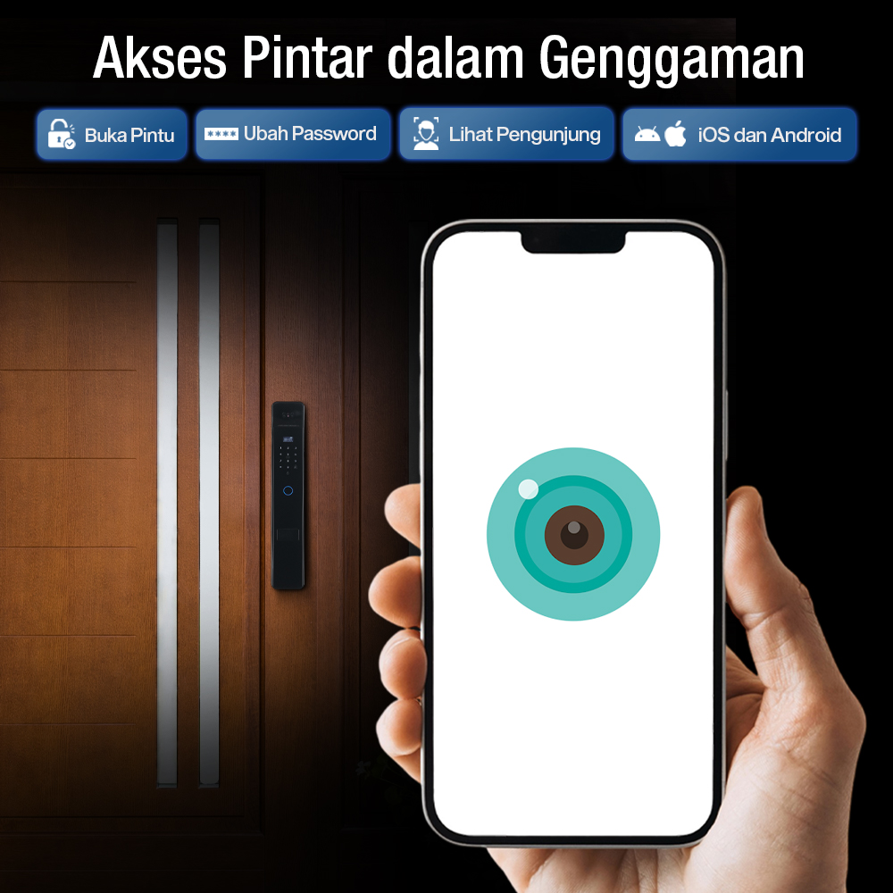 KAILILAI Smart Door Lock Fingerprint Face Recognition Password iCSee - B90 Gambar produk KAILILAI Smart Door Lock Fingerprint Face Recognition Password iCSee - B90