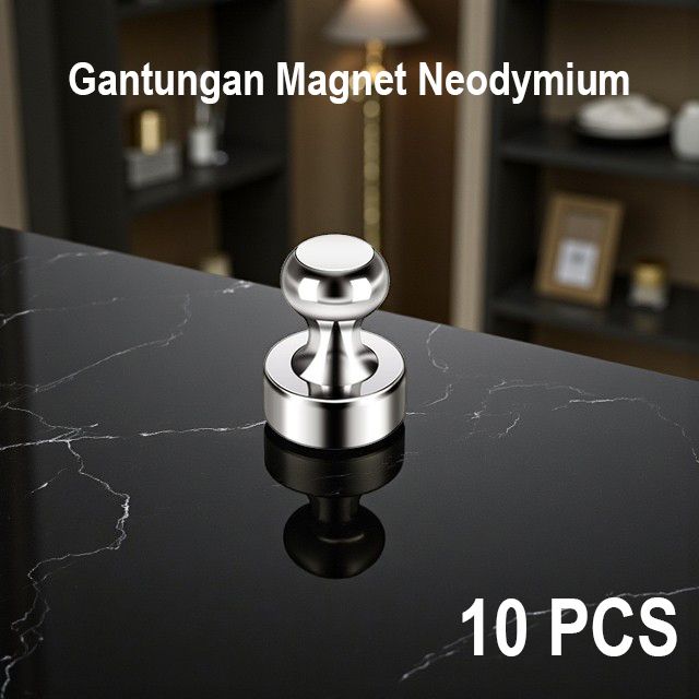 Taffware Gantungan Magnet Neodymium Push Pin Refrigerator 10 PCS - D1216 Gambar produk Taffware Gantungan Magnet Neodymium Push Pin Refrigerator 10 PCS - D1216