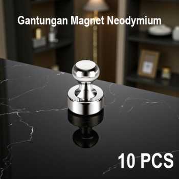 Taffware Gantungan Magnet Neodymium Push Pin Refrigerator 10 PCS - D1216