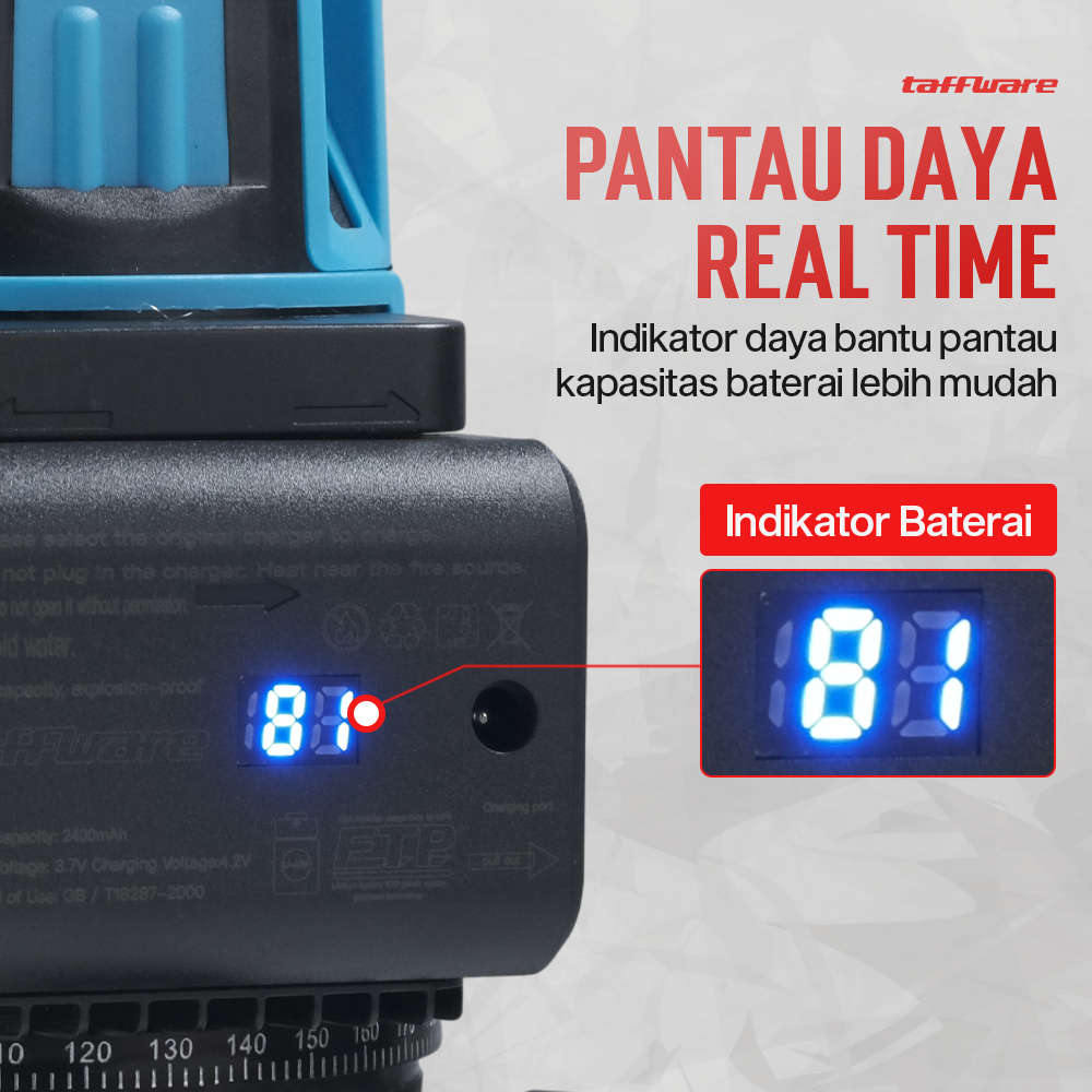 Taffware Baterai Laser Level 3D Rechargeable Battery with LED Display 2400mAh - BM03 Gambar produk Taffware Baterai Laser Level 3D Rechargeable Battery with LED Display 2400mAh - BM03