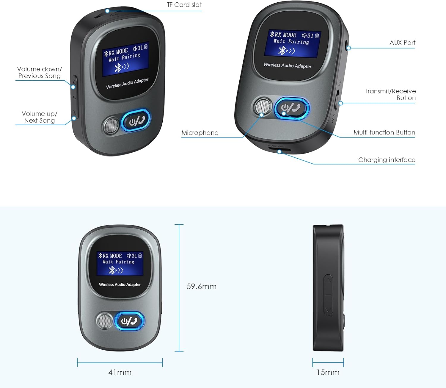 VIKEFON Bluetooth Adapter 2in1 Transmitter Receiver Audio 5.3 2.4GHz - T68 Gambar produk VIKEFON Bluetooth Adapter 2in1 Transmitter Receiver Audio 5.3 2.4GHz - T68