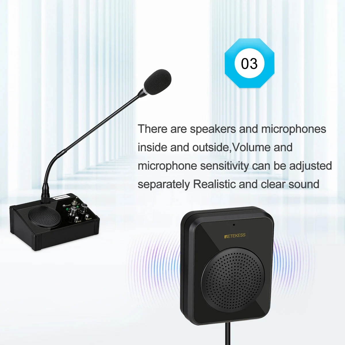 RETEKESS Window Speaker Intercom Dual Way Mic Loket Counter Teller 5W - TW106 Gambar produk RETEKESS Window Speaker Intercom Dual Way Mic Loket Counter Teller 5W - TW106